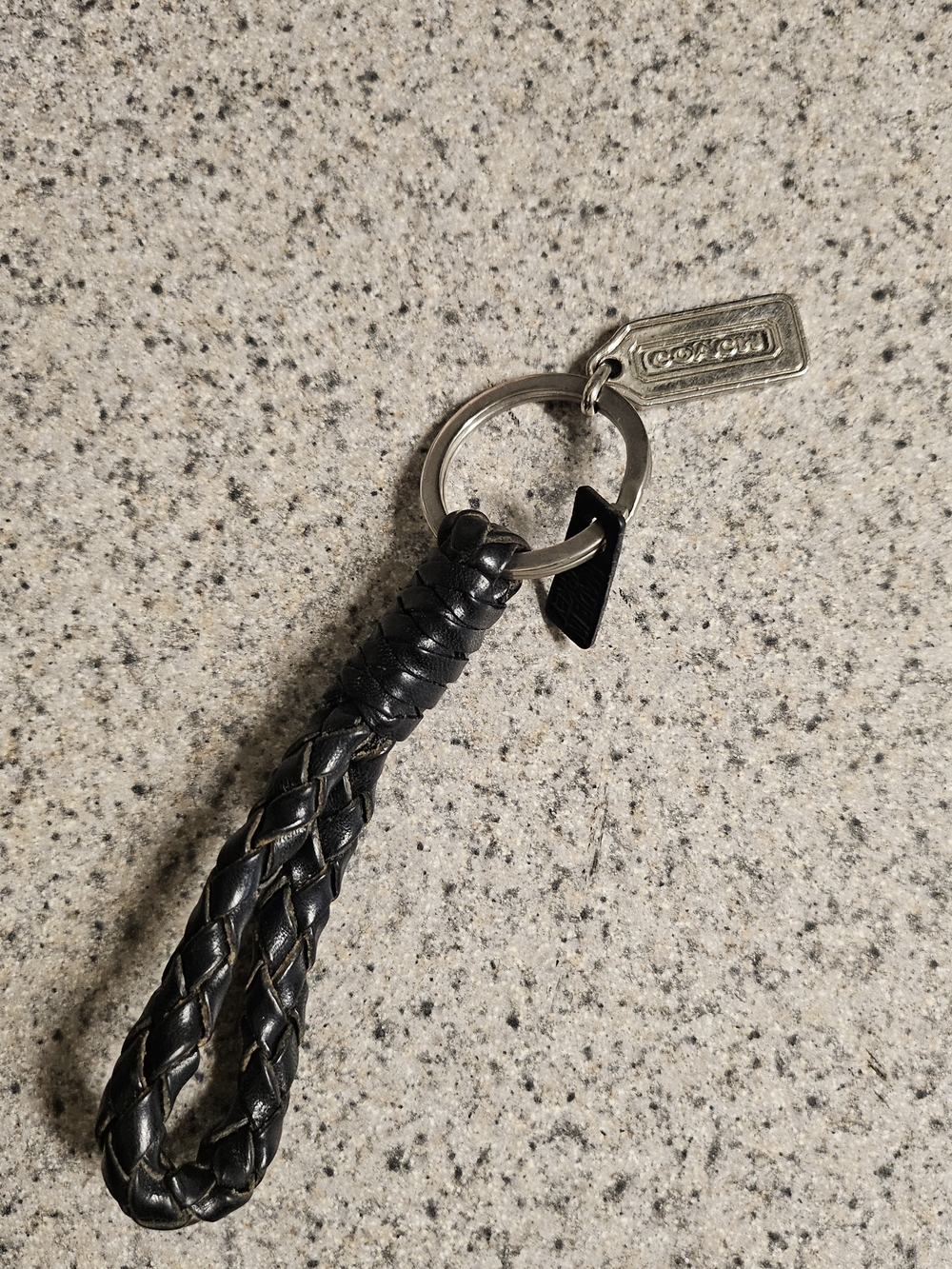 Coach RARE Vintage Braided Key Fob Loop Leather Ring Black! Hard to find!